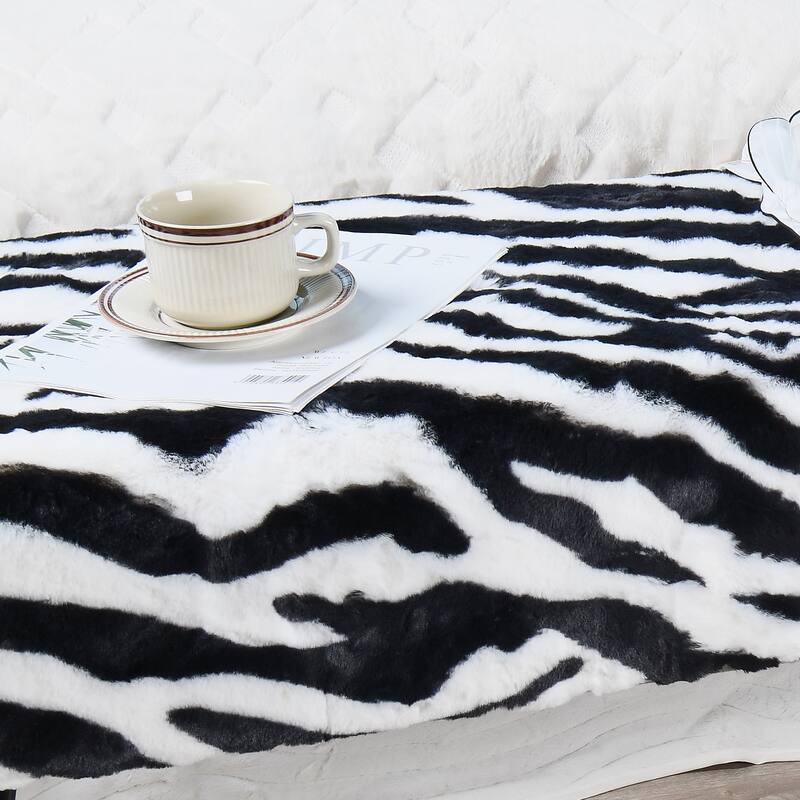 Home Soft Things Animal Pattern Ottoman Bench with Black Metal Legs