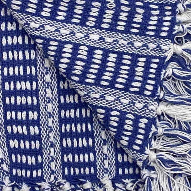 HomeRoots Blue and White Woven Cotton Striped Throw Blanket