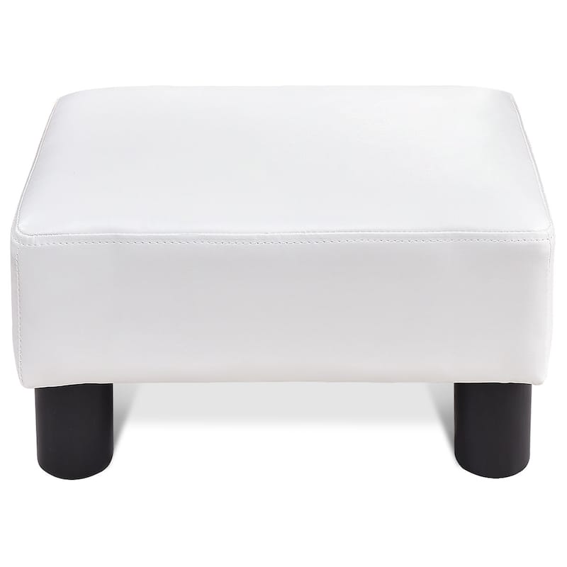 Gymax PU Leather Ottoman Rectangular Footrest Small Stool - See Details