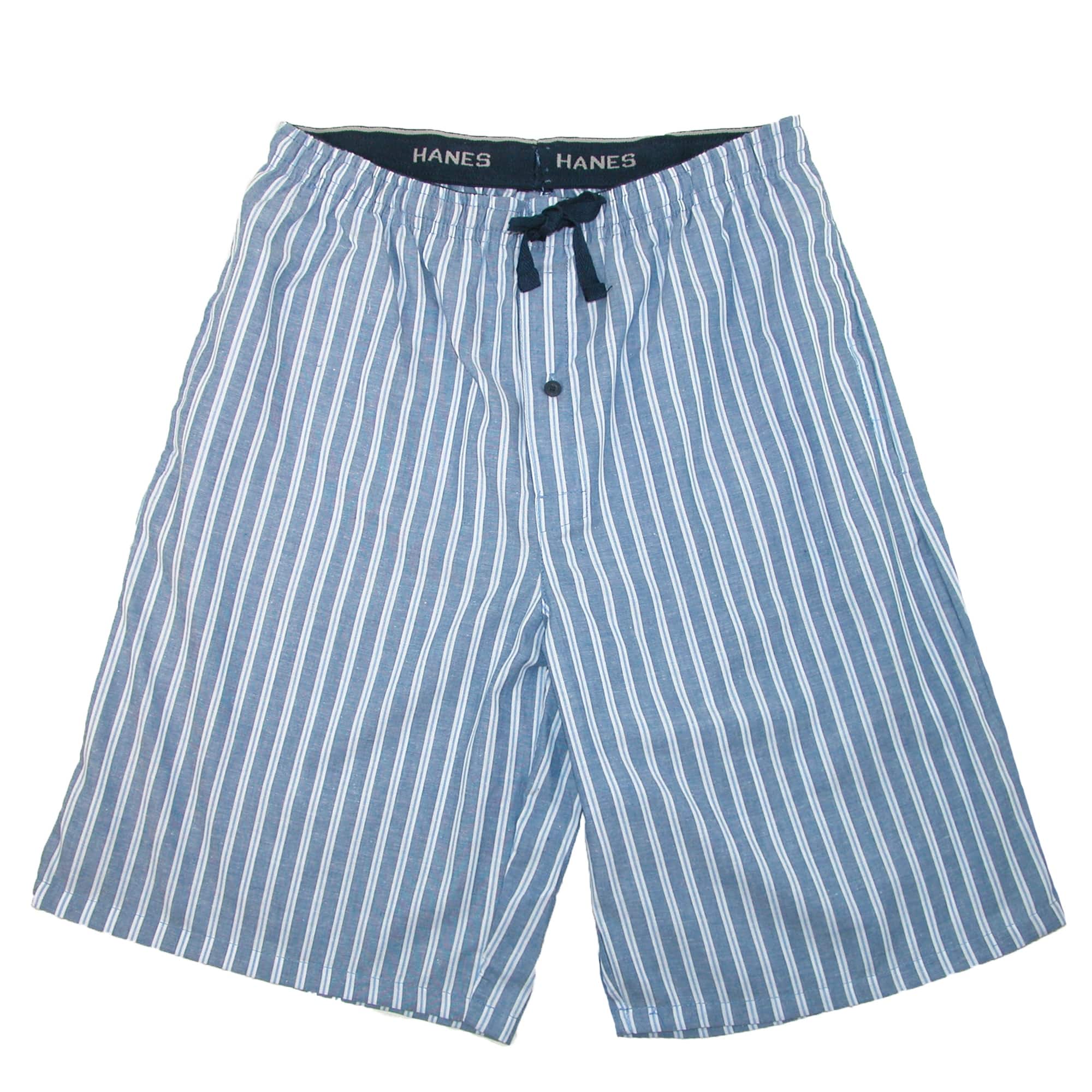 Ubuy Hanes Men's Cotton Madras Drawstring Sleep Pajama Shorts