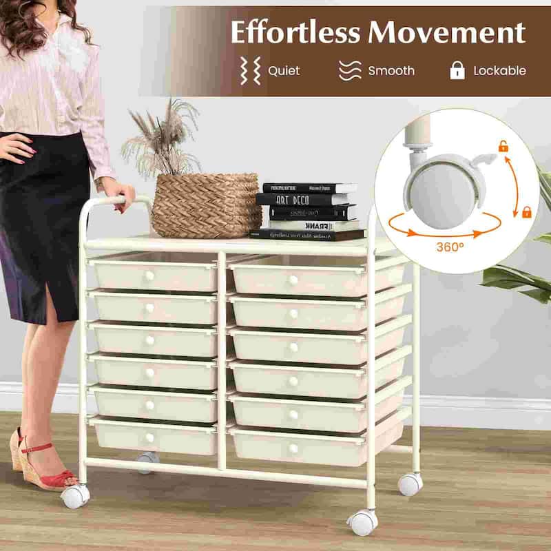 Costway 12 Drawers Rolling Cart Storage Scrapbook Paper Studio - See Details