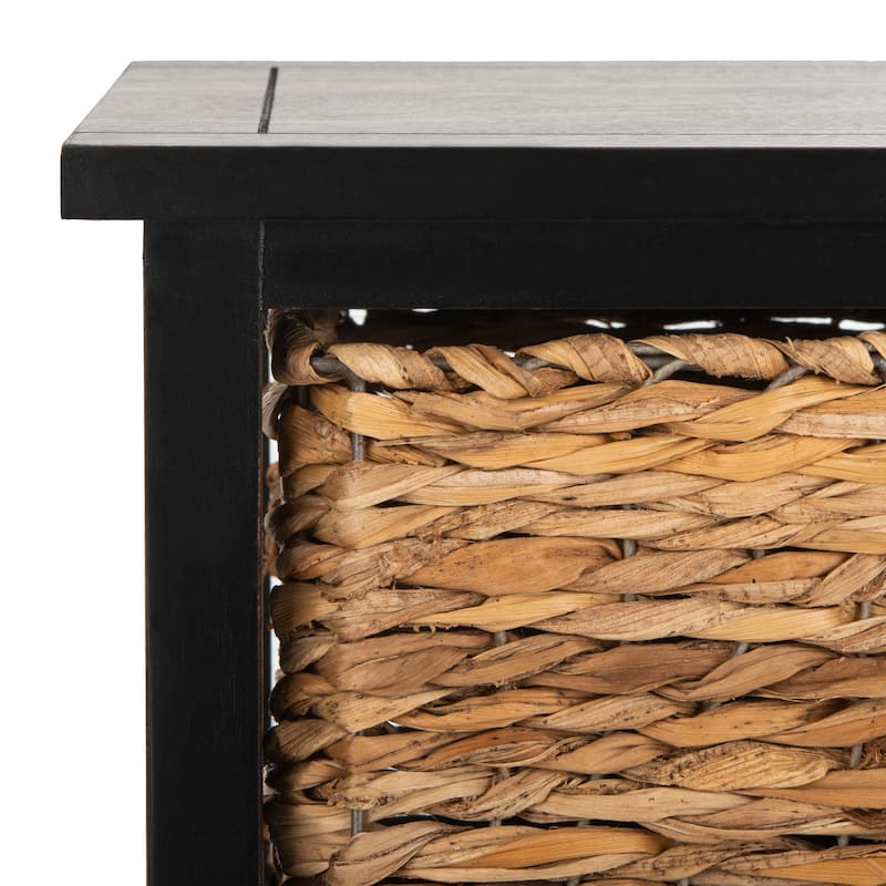 SAFAVIEH Evaline Distressed Black 3 Wicker Basket Storage Unit - 17.3" x 13.4" x 29.5" - 17Wx13Dx30H
