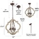 preview thumbnail 18 of 21, Modern Farmhouse 1/3-Light Wood Rustic Chandelier Lantern for Kitchen Island