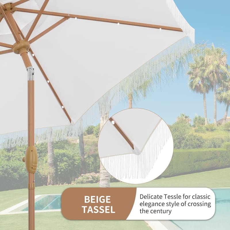 Autlaycil 7.5 ft Patio Umbrella with Fringe