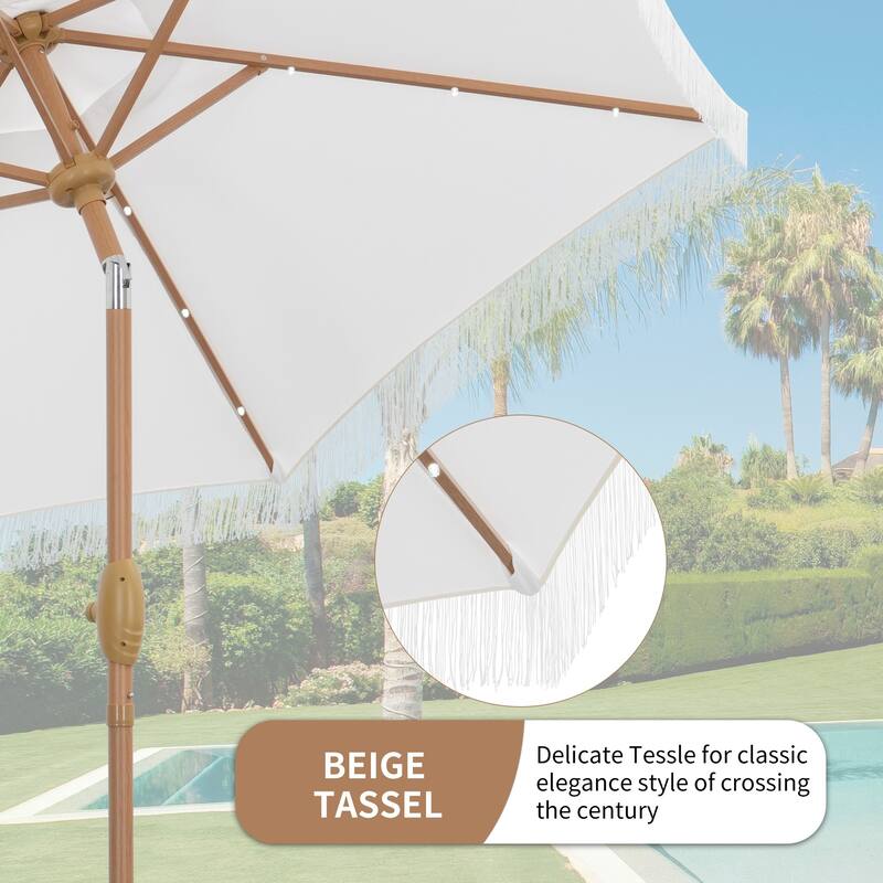 Autlaycil 7.5FT Solar Patio Umbrella with Base and Tilt,Crank