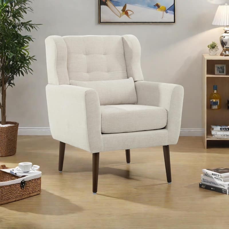 Chenille Modern Accent Chair with Wooden Legs and Mid-Century Lounge Chair (275lb Capacity)