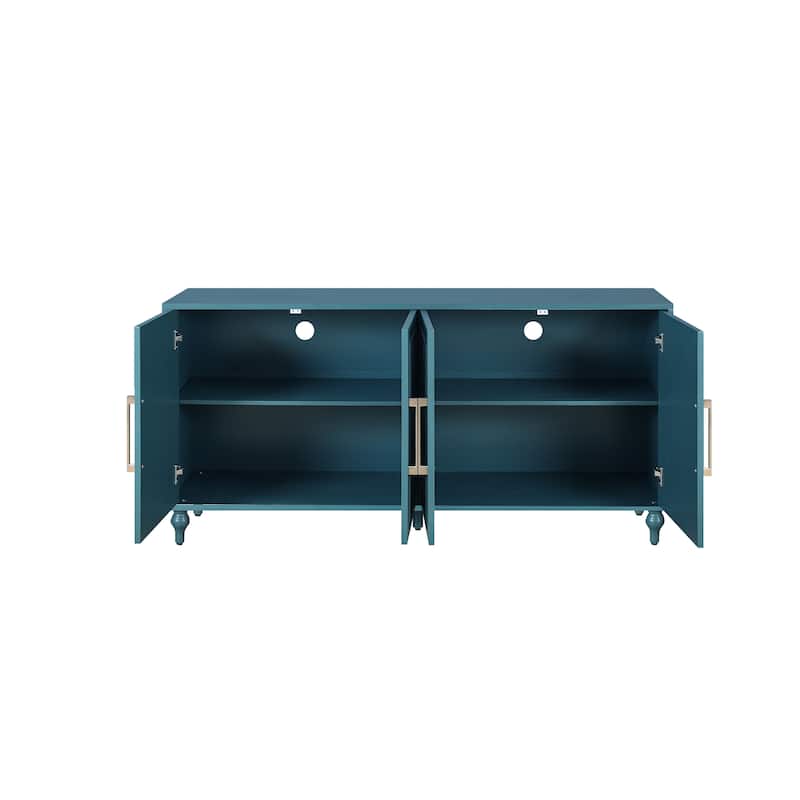 Storage Cabinet with Carved Flower Doors, Sideboard Cabinet with Metal Handle, Accent Cabinet with Adjustable Shelves