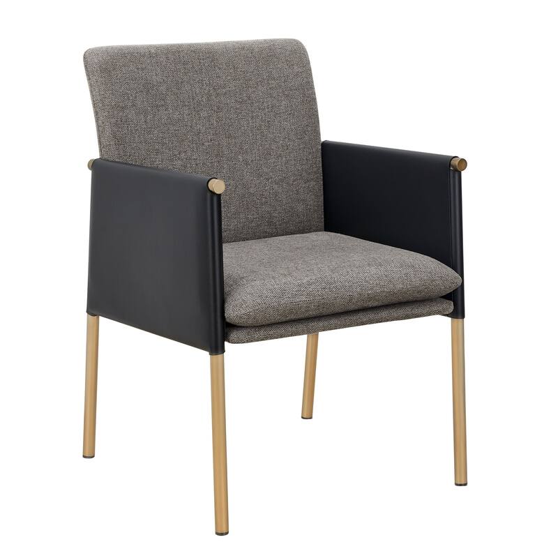 Modrest Engel Modern Dark Grey Vegan Leather + Grey Fabric + Antique Brass Dining Chair