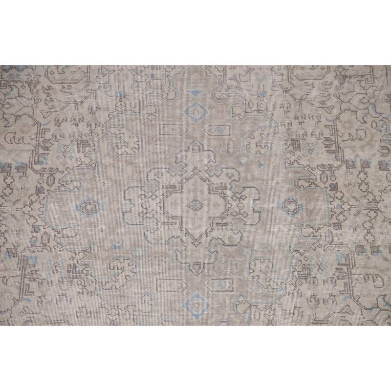 Handmade Vintage Distressed Tabriz Persian Rug Handmade Wool Carpet - 6'7" x 9'7"