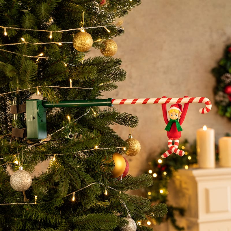 6 in. Animated Candy Cane Elf Acrobat