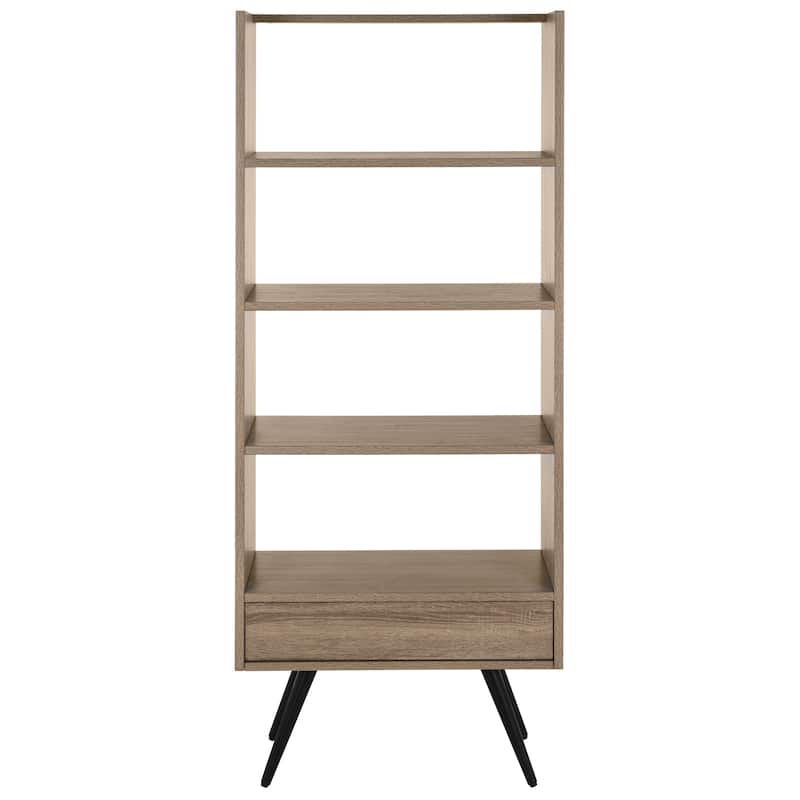 SAFAVIEH Hladgerdur Oak Brown/ Black Etagere - 25.2' x 11.8' x 63' - 25Wx12Dx63H