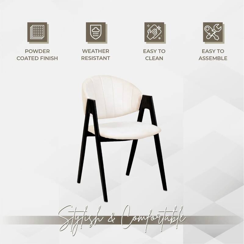 Savor Mid-Century Modern Upholstered Dining Chair with Curved Back and Iron Base for Home & Kitchen Set of 4