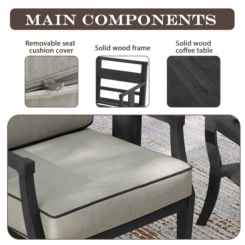 3-Piece Solid Teak Outdoor Patio Furniture Set Armchairs & Storage Table