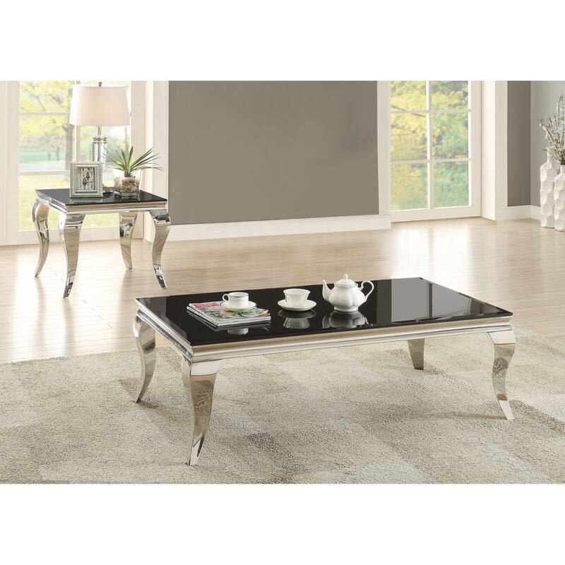 Carone Glass Top Coffee And End Table Set - 2-piece set - Black