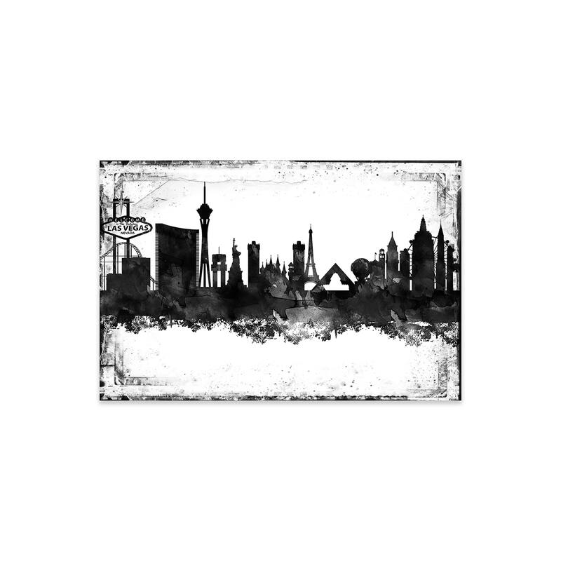Las Vegas Black And White Framed Skylines Print On Acrylic Glass by