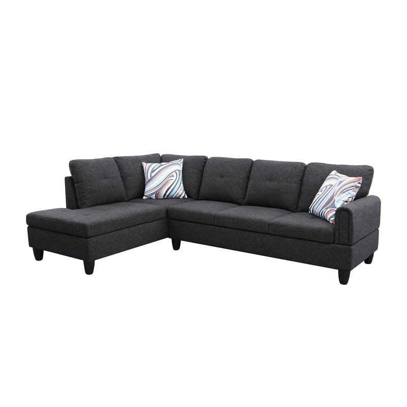 Durable 3PC Sectional Sofa with Double Spring Support, Breathable Fabric, Storage Ottoman