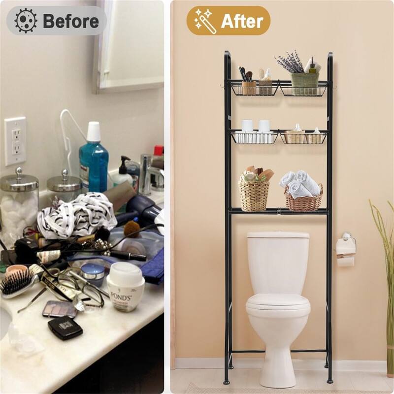 Over The Toilet Storage - 9.2"D x 24.5"W x 64.8"H