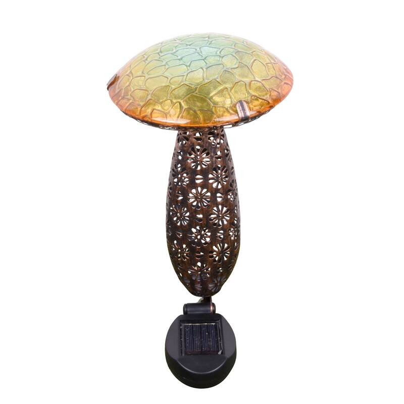 16.25" Solar Powered Mushroom Decorative Stake, LED Lights