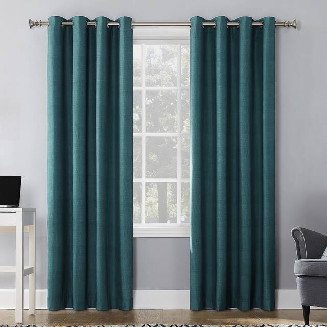 Sun Zero Duran Thermal Insulated Total Blackout Grommet Curtain Panel, Single Panel - Teal - 50x63
