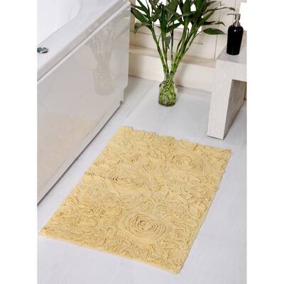 Home Weavers Bellflower Collection Absorbent Cotton Machine Washable Bath Rug