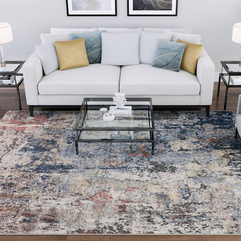 Rayna Bohemian & Eclectic Graphic Print Indoor Area Rug - 5'3'' x 7'3'' - Navy