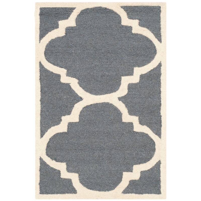 SAFAVIEH Handmade Cambridge Gullveig Modern Moroccan Wool Rug - 2' x 3' - Dark Grey/Ivory