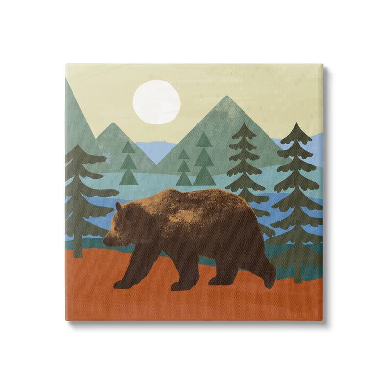 Stupell Brown Bear Nature Woodlands Sunshine Camp Canvas Wall Art - 17 x 17
