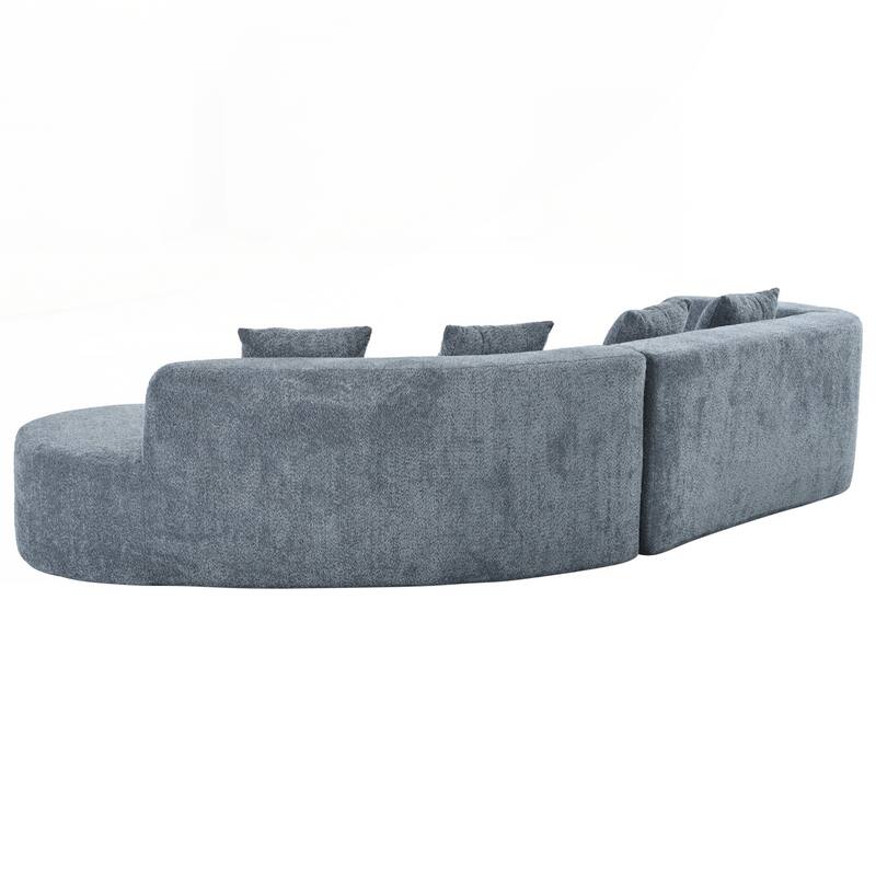 Modern Sectional Sofa with Curved Design, 2-Piece Chenille Modular Couch with 4 Pillows