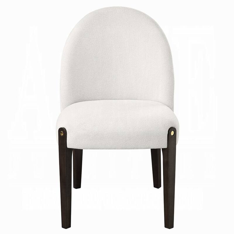 Jeh Side Dining Chair Set of 2, Beige Chenille, Espresso Brown Wood