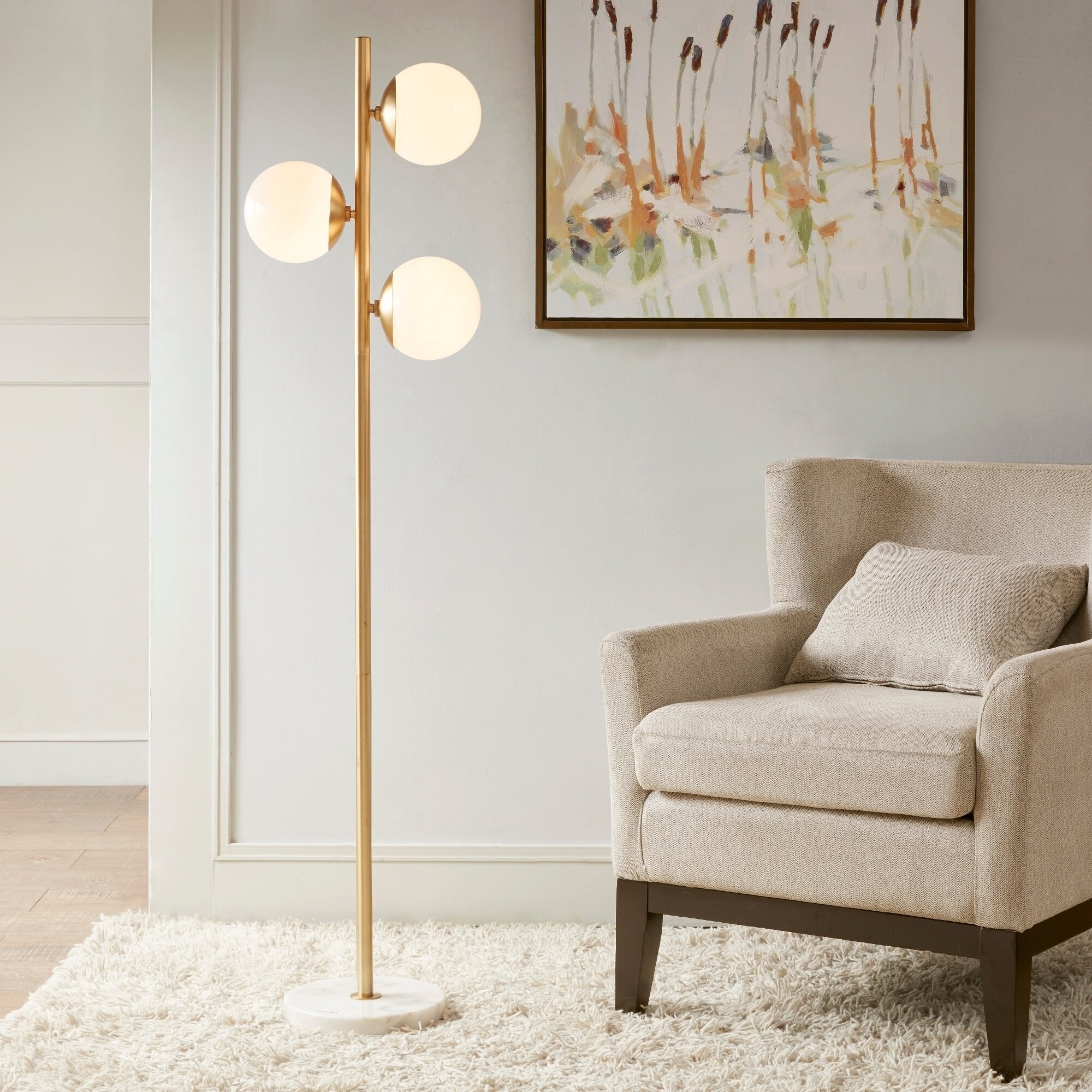 Holloway 62 Inch Floor Lamp With Round Shade By Ink Ivy On Sale Overstock 18653487 White Gold