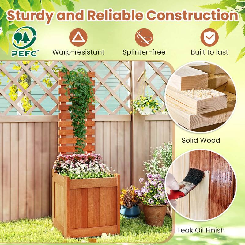 Costway 1/2 PCS Wooden Raised Garden Bed Elevated Patio Yard Planter