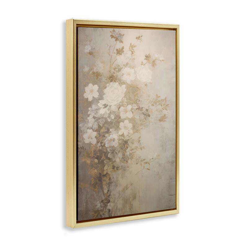 Stupell Muted Vintage Florals Framed Floater Canvas Wall Art Design By LSR Creative Studio