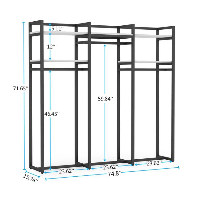 Tribesigns Garment Rack, 75 inch Freestanding Closet Organizer for Hanging Clothes