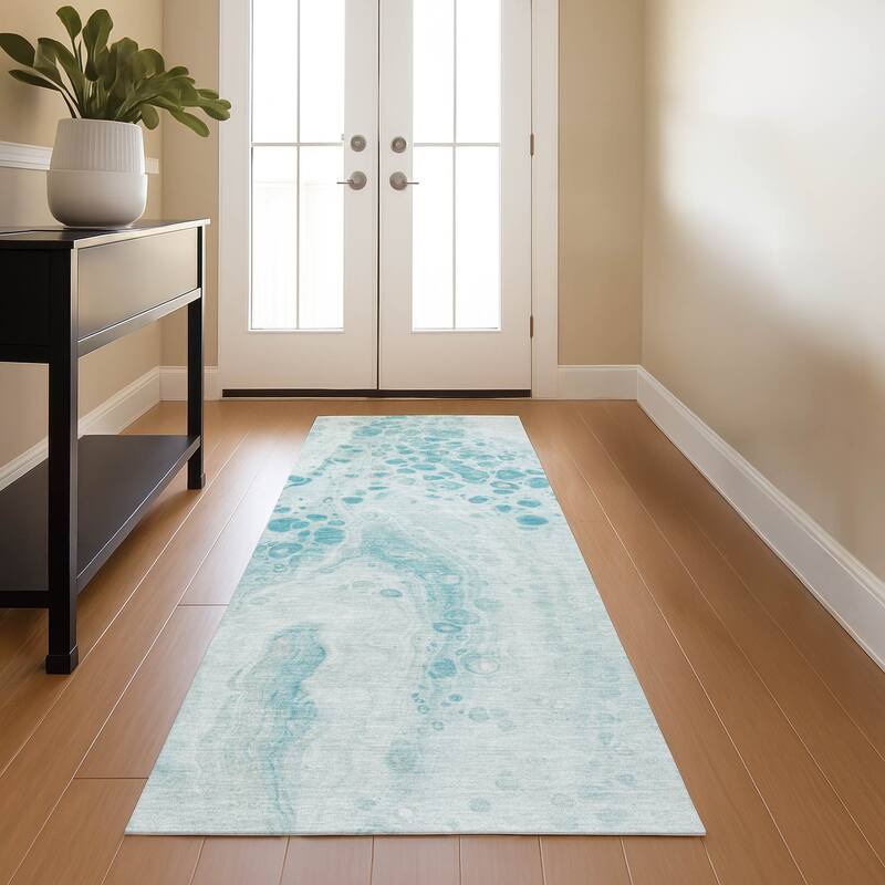 Premium Washable Super Soft Abstract Chic Mayfield Rug - Teal - 2'3" x 7'6"