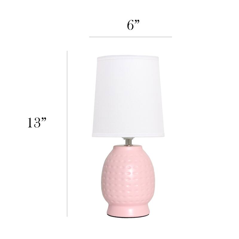 Petite Dimpled Ceramic Table Lamp with Tapered Shade - 12.5" - Pink