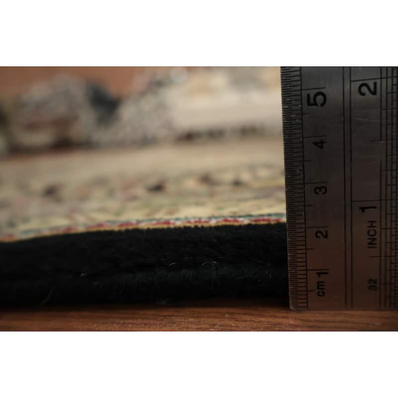 Hand Knotted Oriental 100% Wool Carpet Traditional Floral Black Tabriz-Mahi Area Rug - 6' 7'' X 6' 5''