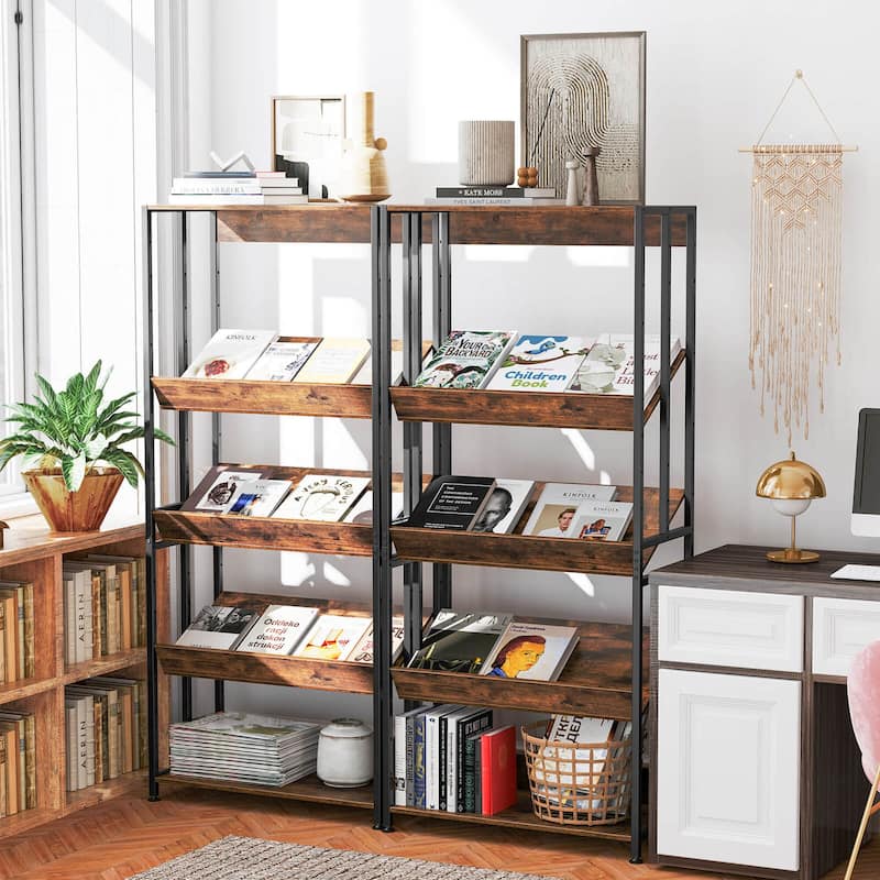 Costway 1/2 PCS 5 Tier Bookshelf 62" Tall Bookcase with Tiltable