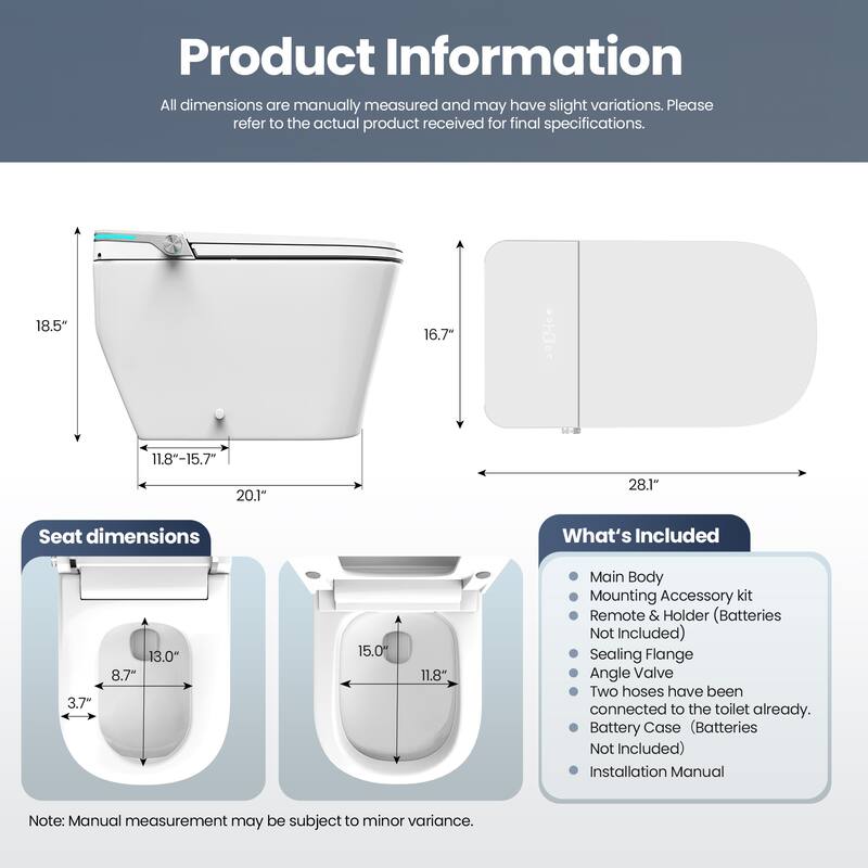 Yecla Smart Bidet Toilet Combo with LED screen display,ADA Chair Height,Auto Open & Close,Dryer & Foot/Men's flush recognition