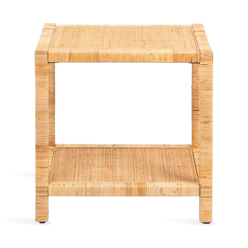 Kate and Laurel Rafina Rattan Rectangle Side Table - 14x22x24