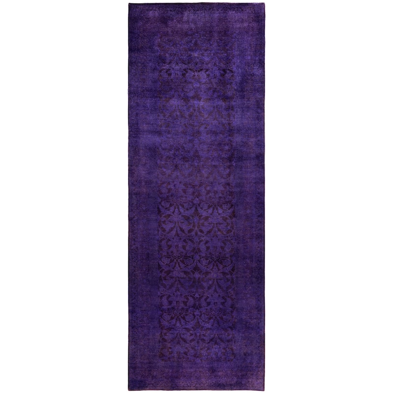 Overdyed One-of-a-Kind Hand-Knotted Area Rug - Purple - 4' 3" x 12' 1"