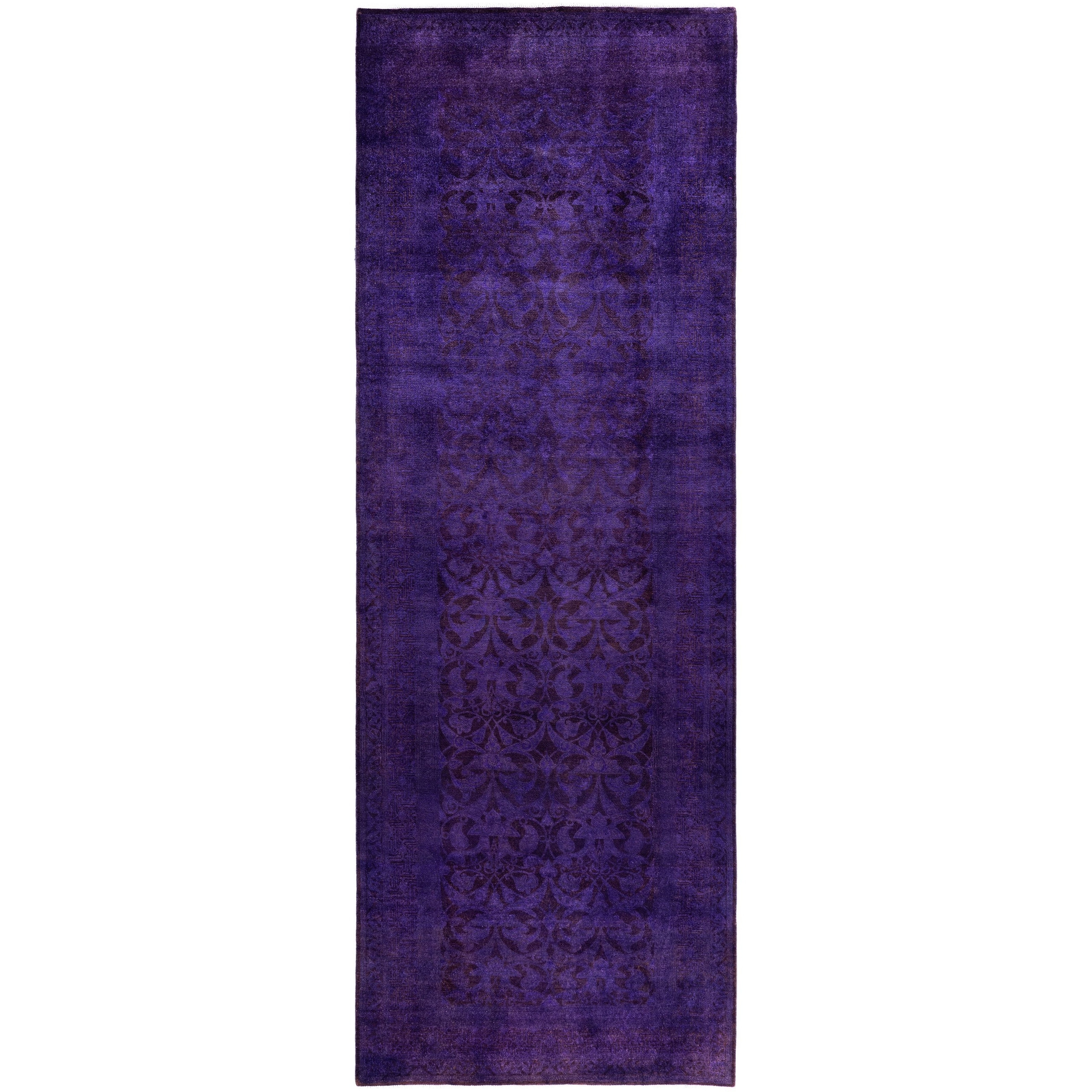 Overdyed One-of-a-Kind Hand-Knotted Area Rug - Purple - 4' 3" x 12' 1"