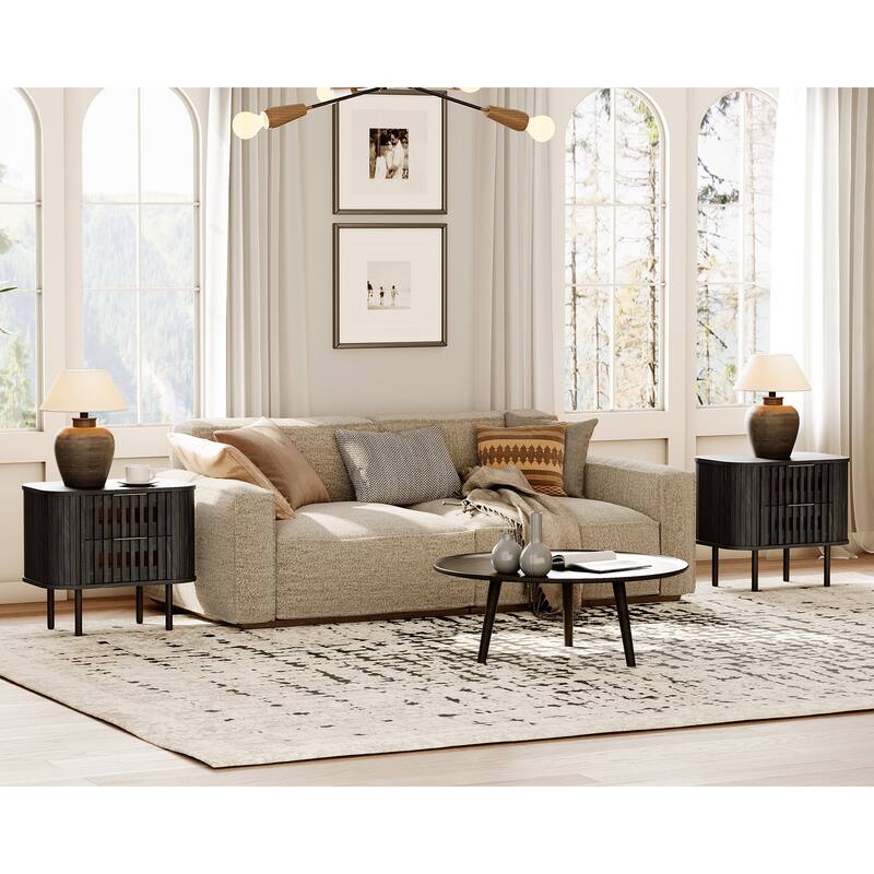 WAMPAT Fluted 2-Drawer Nightstand