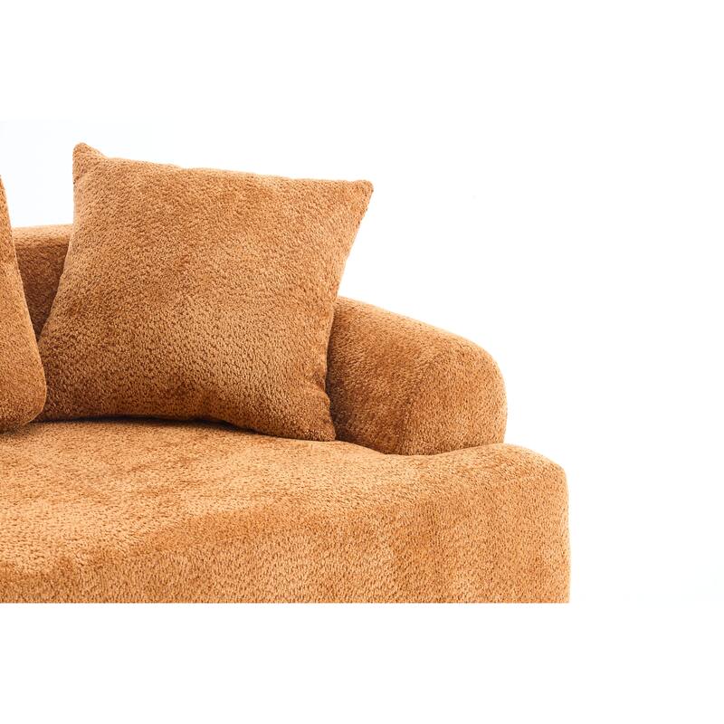 4-seater Orange Compression Sofa, Fabric, Foam+Spring, 103"L x 36"W x 26"H