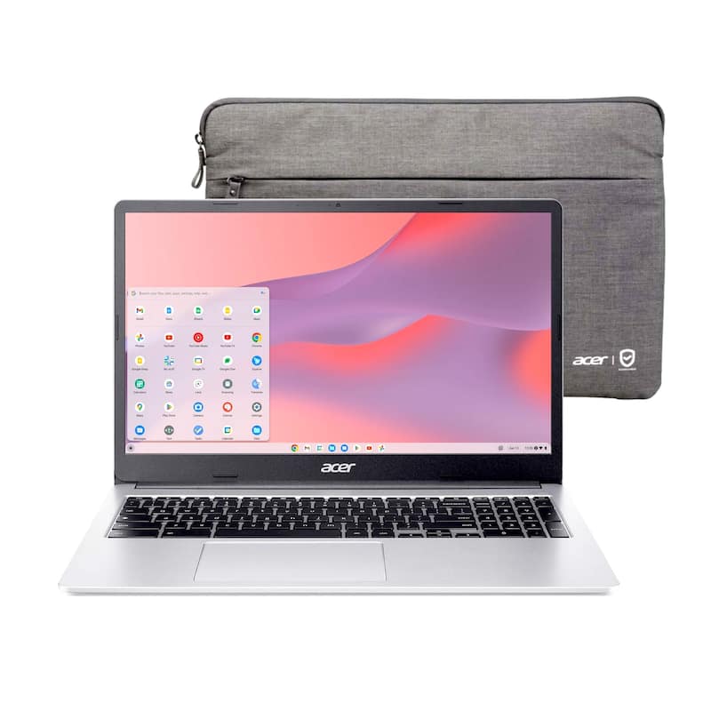 Acer Chromebook 315 15.6 inch Laptop Intel Processor N4500 4GB RAM 64GB eMMC Pure Silver - Silver