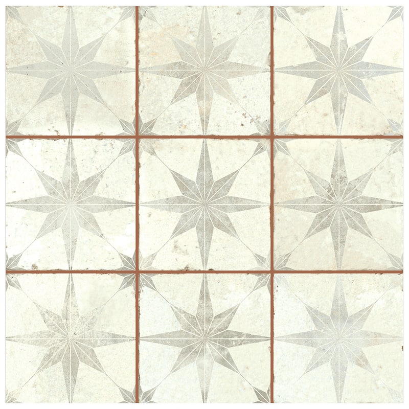 Merola Tile Harmonia Kings Star White 13" x 13" Ceramic Floor and Wall Tile