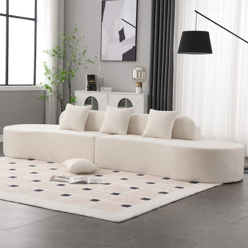 Modern Curved Combination Sofa, Terrycloth Fabric Sofa, Minimalist Sofa