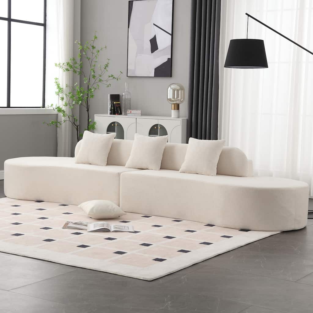 Modern Curved Combination Sofa, Terrycloth Fabric Sofa, Minimalist Sofa