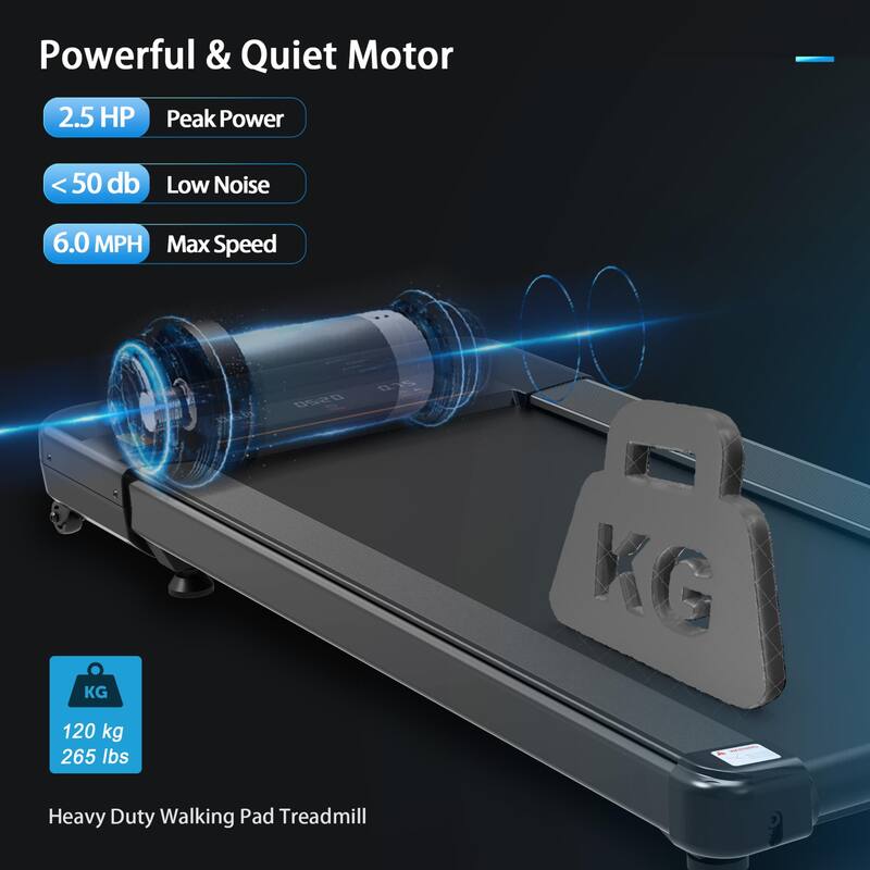 Under Desk Treadmill Walking Pad with Remote Controll, Heavy Duty 2.5HP