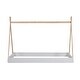 preview thumbnail 10 of 8, Twin Size Tent Floor Bed with X-Shaped Railings, Triangle Structure, Solid Wood Frame, and Hanging Board, White+Natural