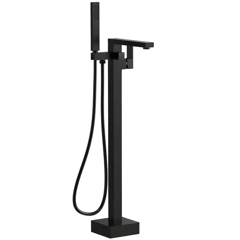 Single-Handle Claw Foot Freestanding Tub Faucet With Hand Shower - Matte Black